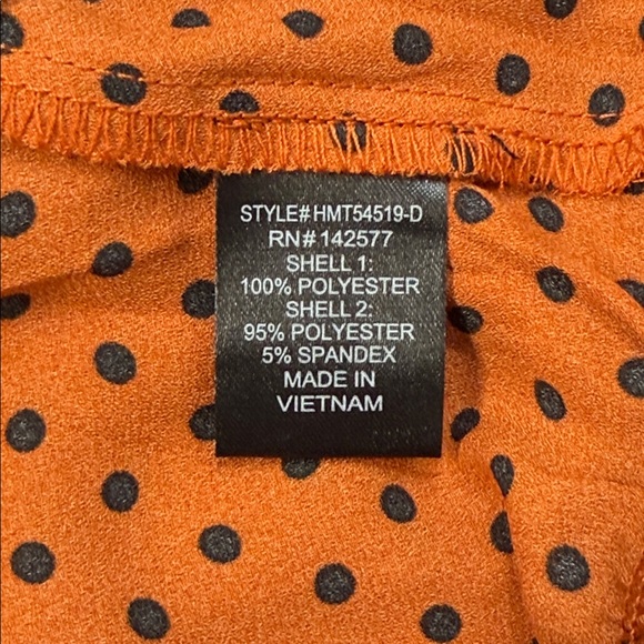 Haute Monde NWT Orange and Black Polka Dot Short Sleeve Surplice Blouse Bodysuit - Picture 10 of 12